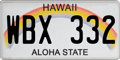 HI license plate WBX332