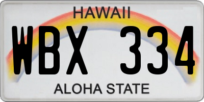 HI license plate WBX334
