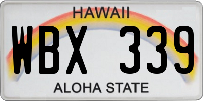 HI license plate WBX339