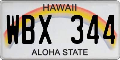 HI license plate WBX344