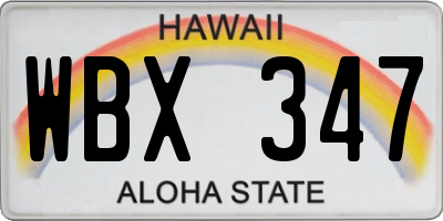 HI license plate WBX347