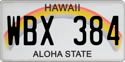 HI license plate WBX384