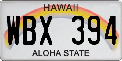 HI license plate WBX394