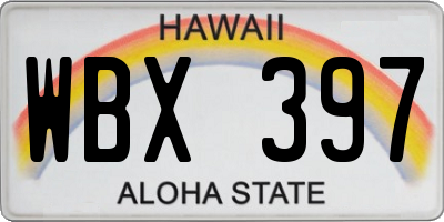 HI license plate WBX397
