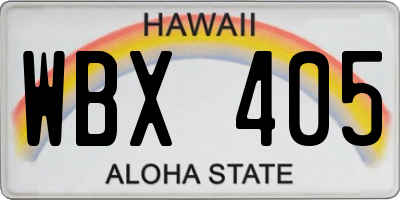 HI license plate WBX405