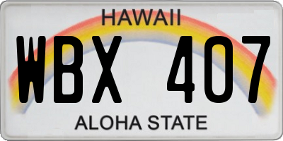 HI license plate WBX407