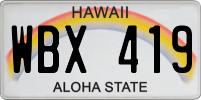 HI license plate WBX419