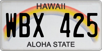 HI license plate WBX425