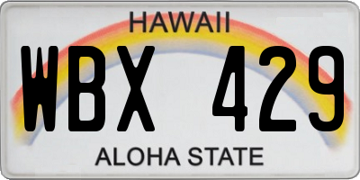 HI license plate WBX429