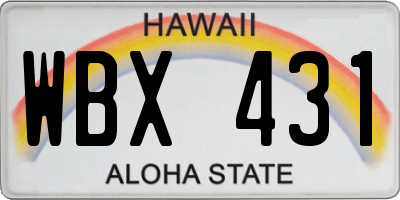 HI license plate WBX431