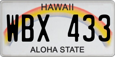 HI license plate WBX433