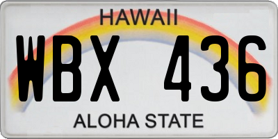 HI license plate WBX436