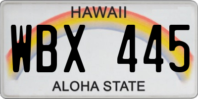HI license plate WBX445