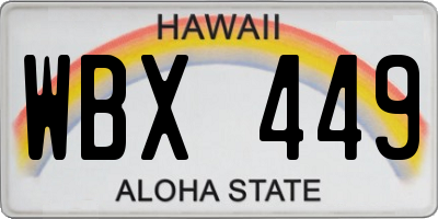 HI license plate WBX449