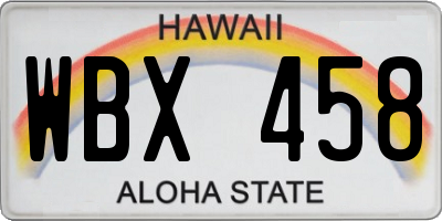 HI license plate WBX458