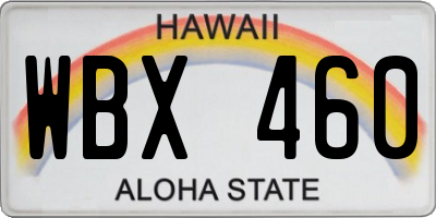 HI license plate WBX460
