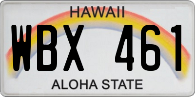 HI license plate WBX461