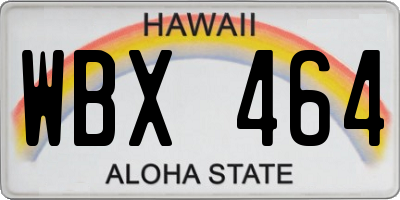 HI license plate WBX464