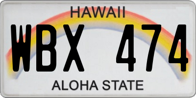 HI license plate WBX474