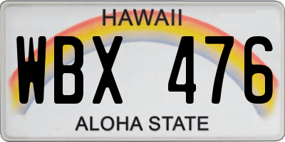 HI license plate WBX476