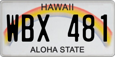 HI license plate WBX481