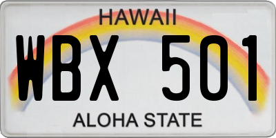 HI license plate WBX501