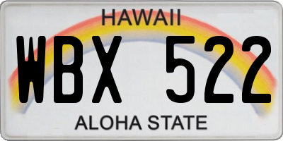 HI license plate WBX522