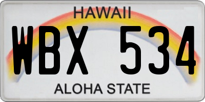 HI license plate WBX534