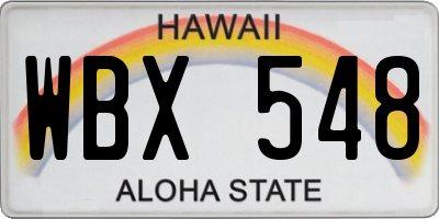 HI license plate WBX548