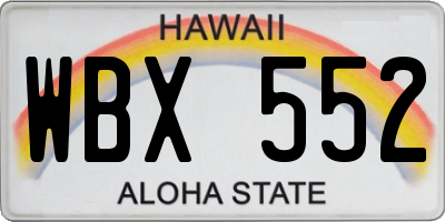 HI license plate WBX552