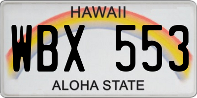 HI license plate WBX553