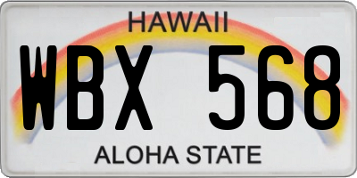 HI license plate WBX568