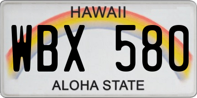 HI license plate WBX580