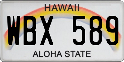 HI license plate WBX589