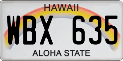 HI license plate WBX635