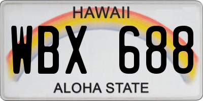 HI license plate WBX688