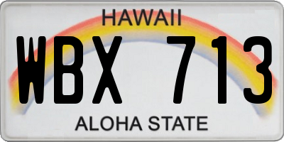 HI license plate WBX713
