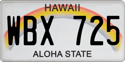 HI license plate WBX725