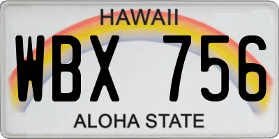 HI license plate WBX756