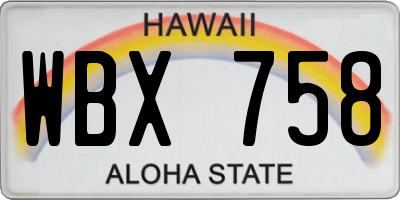 HI license plate WBX758