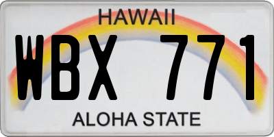 HI license plate WBX771