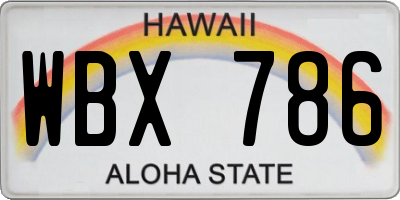 HI license plate WBX786