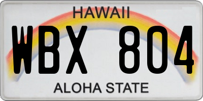 HI license plate WBX804