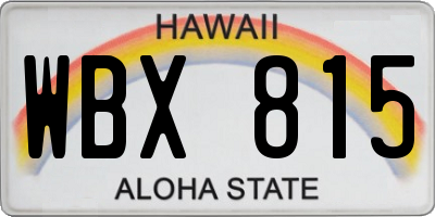HI license plate WBX815