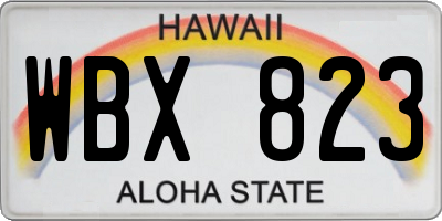 HI license plate WBX823