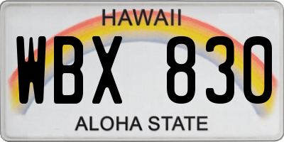 HI license plate WBX830
