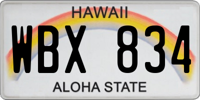 HI license plate WBX834