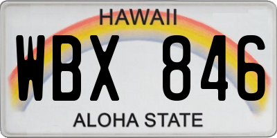 HI license plate WBX846