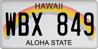 HI license plate WBX849
