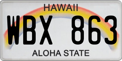 HI license plate WBX863